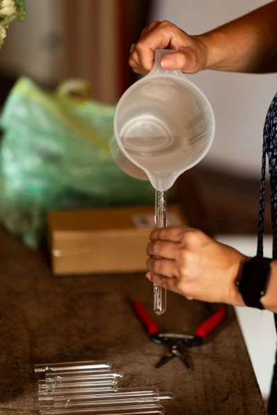 Vorarbeiten Hochzeit Tischdeko Reagenzglas